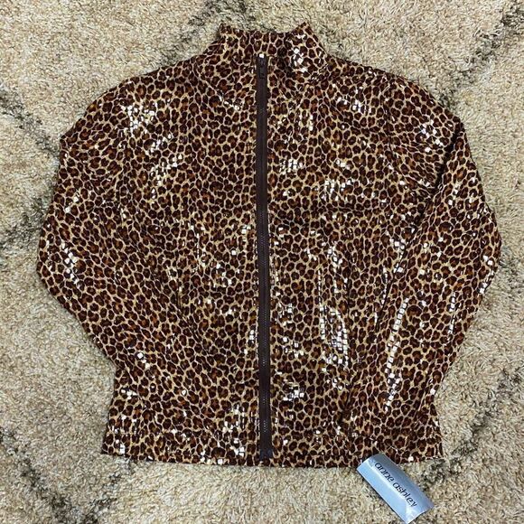Anne Ashley Cheetah Full Zip Jacket Size Small NEW - Picture 2 of 6